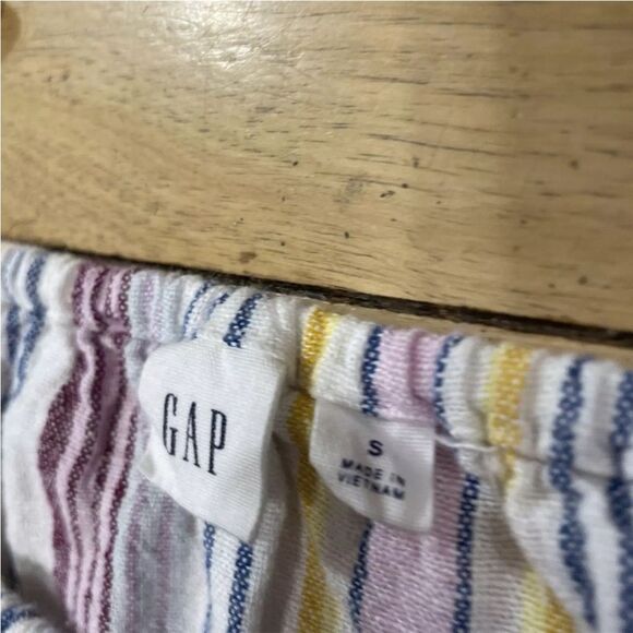 GAP Linen OTS Over The Shoulder Multi Stripe Womens S Retro 90s Coastal Casual S - Picture 4 of 12